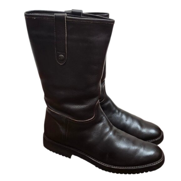 Gravati Mens Brown Leather Shearling Boots Size 9 Fur Lined Warm Winter Mid Calf - Picture 5 of 16